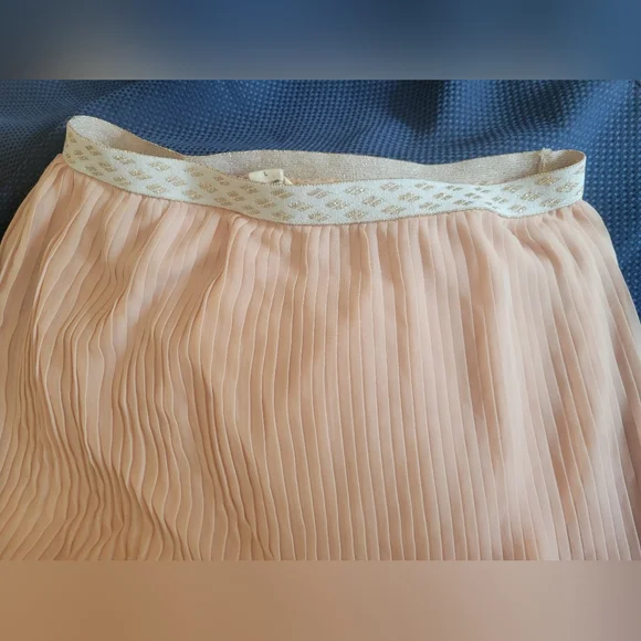 Women LARGE Skirt MAXI peach pleated chiffon partial lining By LOVE RICHE - Picture 5 of 9